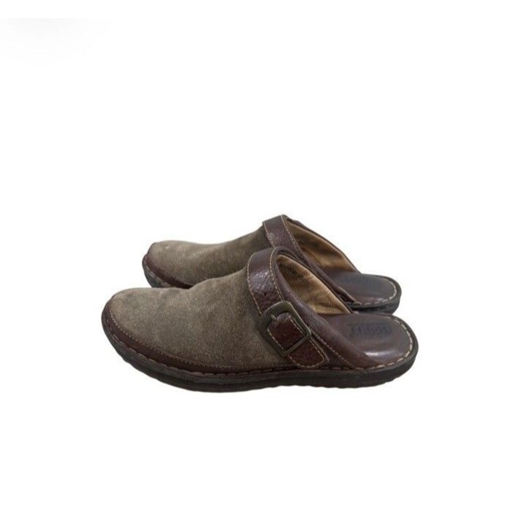 Born Leather Slip On Clogs Brown Mules Womens Size 8 Suede